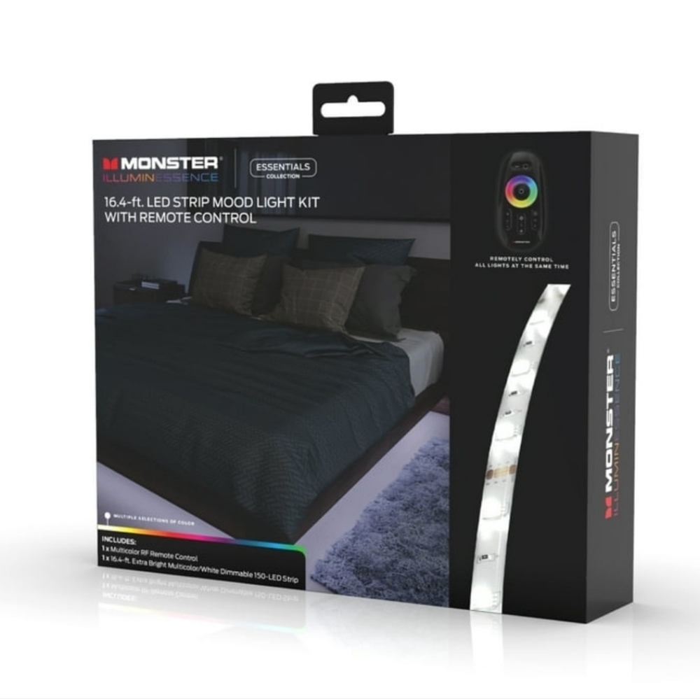 Monster Illuminessence 16.4' RGB LED Strip Mood Light Kit Power with 12V 2A 24W